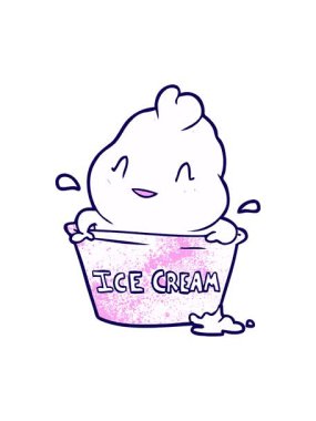 Çizgi film dondurma illüstrasyonunun neon ışık efekti animasyonu