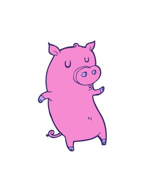 Komik çizgi film domuzunun hareketli animasyonu