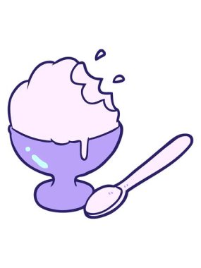 Parlak ışık efektleri çizgi filmlerdeki dondurmalı tatlıların kasede canlandırılması.