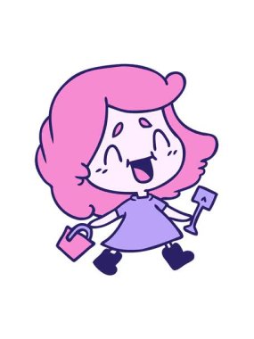 Kovalı ve kürekli sevimli kawai kızının serbest çizim hareketli animasyonu