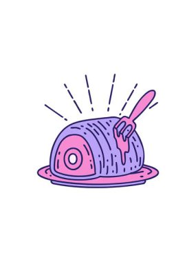 Geleneksel dövme stili bifteğin radyoaktif parlak animasyonu