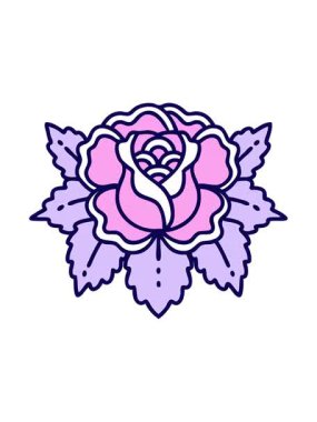 Bir gülün ikonik dövme tarzının neon ışık efekti animasyonu