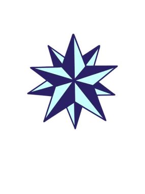 Karikatür dövmesinin geleneksel yıldız stilinde yükselip yüzen animasyonu