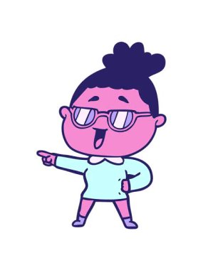 Gözlük takan mutlu bir kadının titreşimli animasyonu.