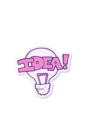 Bir karikatür fikri ampul sembolünün çıkartmasını germek