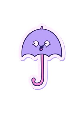 Çizgi film şemsiyesi çıkartmasının canlandırma efektini göster