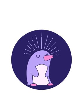 Dövme stili mutlu penguen simgesinin yanıp sönen radyal çizgileri