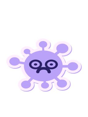 Üzgün bakışlı virüs çıkartmasının hareketli animasyonu