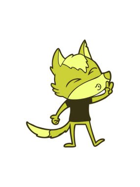 Fox çizgi film karakter illüstrasyonunun renk animasyonu değişiyor