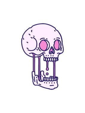 Bir kafatası tasarımının ikonik dövme şeklindeki imajının dönen hareket animasyonu