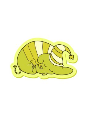 changing color animation of sticker of a cartoon sleeping elephant in pajamas