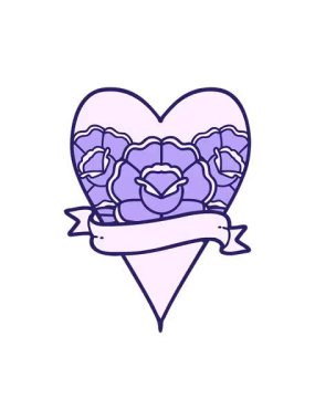 Çiçeksel kalp tasarımının canlandırma efektini pikselleştir