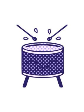 Bir davulun çizgi roman tarzı çizgi filminin efekt animasyonunu göster