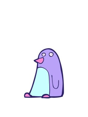 Çizgi film penguen çiziminin yükseliş ve yüzme animasyonu