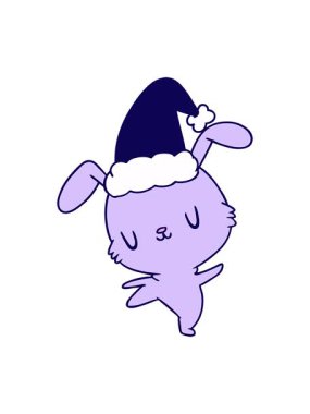 Kawaii Tavşanı 'nın çizilmiş el animasyonunun neon ışık efekti