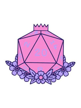 Titreşimli hareketler 20 D20 zarını çiçek elementleriyle yuvarlıyor.