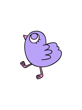 starburst effect animation of hand drawn quirky cartoon yellow bird