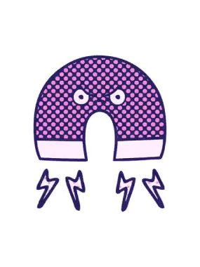 shivering motion animation of comic book style cartoon of a magnet