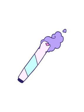 radioactive glowing animation of cartoon of a rolled cigarette