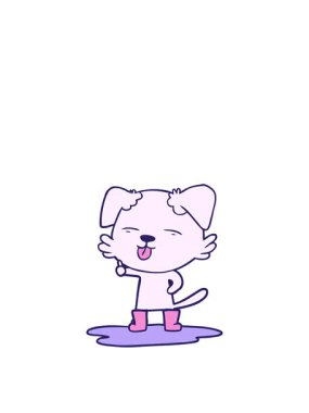 Su birikintisine dilini sokan çizgi film köpeğinin zıplama hareketi.