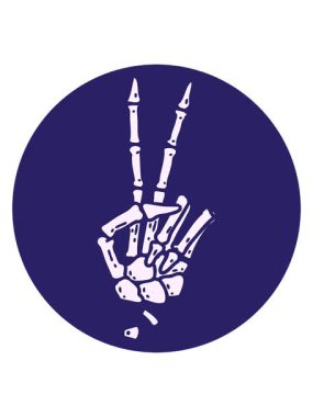 Bir iskeletin barış işareti veren ikonik dövme görüntüsünün hareketli animasyonu