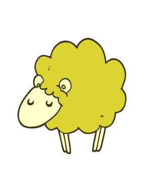 Çizgi film koyun tasarımının renk animasyonu değişiyor