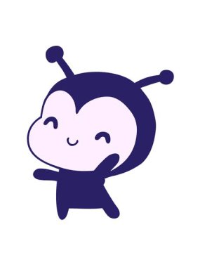 Şirin bir bayan böceğin resimli kawaii hareketinin titreşimli animasyonu