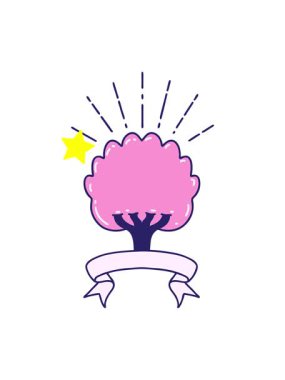 Parıldayan yıldızlar parşömen hareketini dövme ağacı tarzıyla etkiler