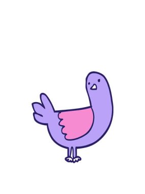 jumping motion animation of cartoon pigeon
