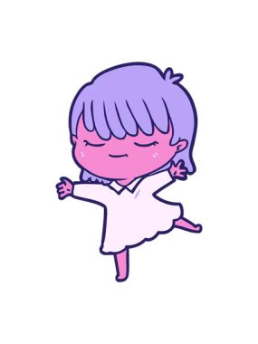 Bir çizgi film kadınının neon paletinin pixelize etkisi