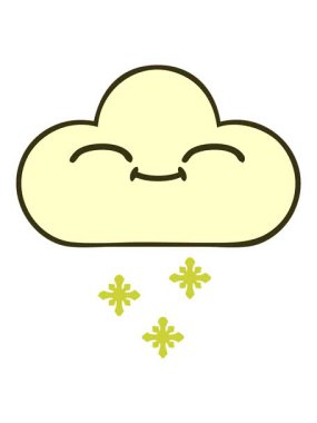 Bir kar bulutunun sevimli çizgi filminin renk değişimi