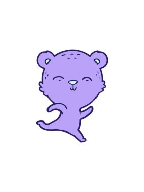 radioactive glowing animation of cheerful cartoon of a bear