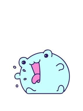 Komik, mutlu bir kurbağanın çizgi filminin animasyonunu uzatıyorum.