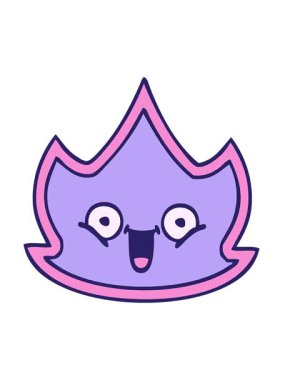 Mutlu bir ateşin tatlı çizgi filminin titreşimli hareketi.