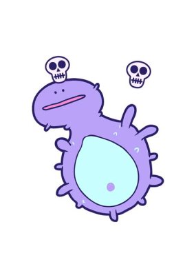 bakteri karikatür elementinin kafatası animasyonu