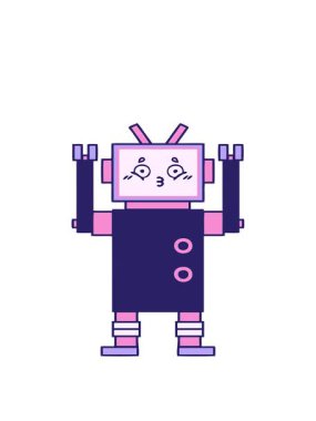 sevimli robot karikatürünün hareketli animasyonu