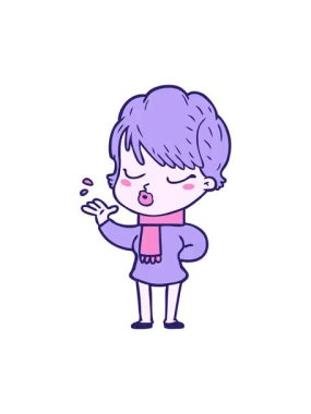 Çizgi film kadınının gözleri kapalı animasyonunu renklendir