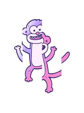 Vektör gradyan çizim karikatür maymununun hareket animasyonu bölünüyor