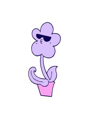 neon light effect animation of cool cartoon flower