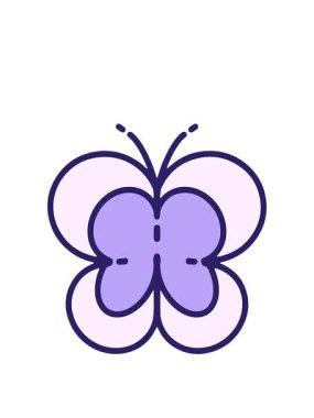 Kelebeğin basit cesur tasarımının animasyonunu genişletiyorum.