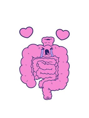 Karikatür bağırsaklarının ağlayan kalp animasyonu.