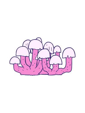 Bir mantarın çizgi film dizaynının animasyonunu çalıştır.