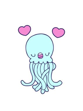 Komik denizanalarının dönen kalp animasyonu