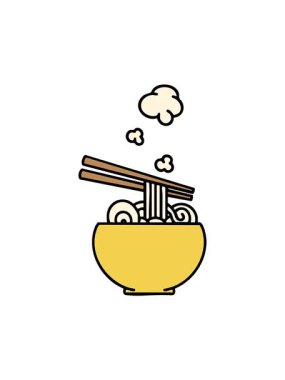 Dikkat çeken animasyon buharda pişen sıcak erişte kasesi.