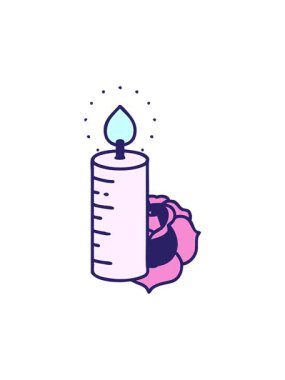 Geleneksel mum ve gül şeklinde bir dövmenin hareketli animasyonu