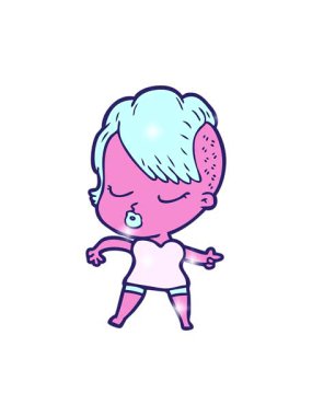 Çizgi filmdeki hippi kızın ışıltı etkisi.