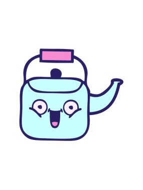 vibrating motion animation of cute cartoon of a kettle