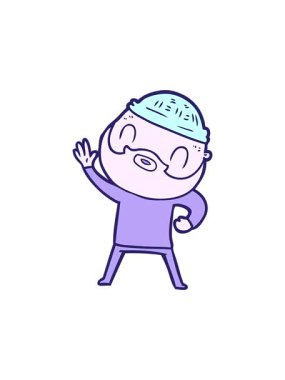 Karikatür sakallı adamın dikkat çekici animasyonu.