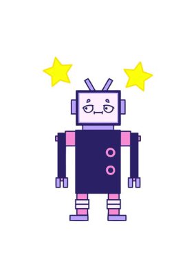 dönen yıldızlar robot tasarımının sevimli bir çizgi filminin animasyonu