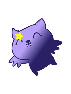 Parlayan yıldızlar, el yazısıyla çizilen sevimli kawaii yarasasının çizgi filminin animasyonunu etkiler.